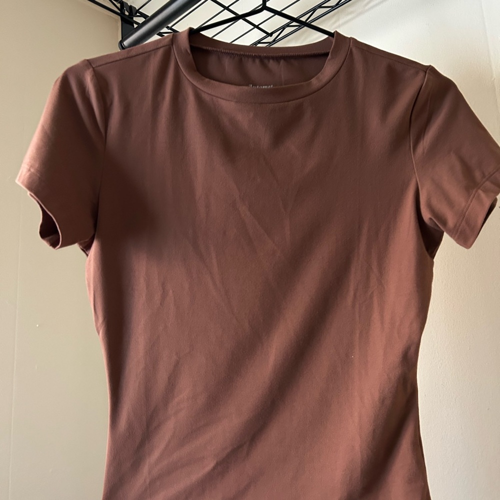 Elegant Brown Short Sleeve Women's Tee